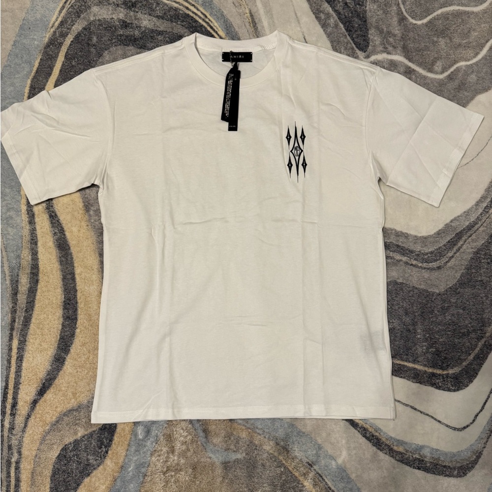 Amiri Argyle Logo White Tee Mens Size Medium or Large